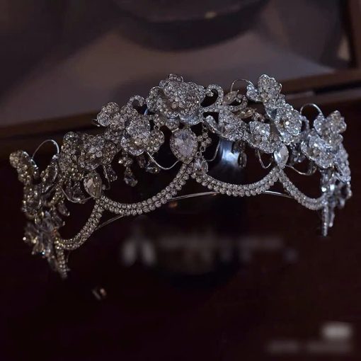 Vương Miện Hoa Đá Đính Đá Zircon Cao Cấp - Hình ảnh 3