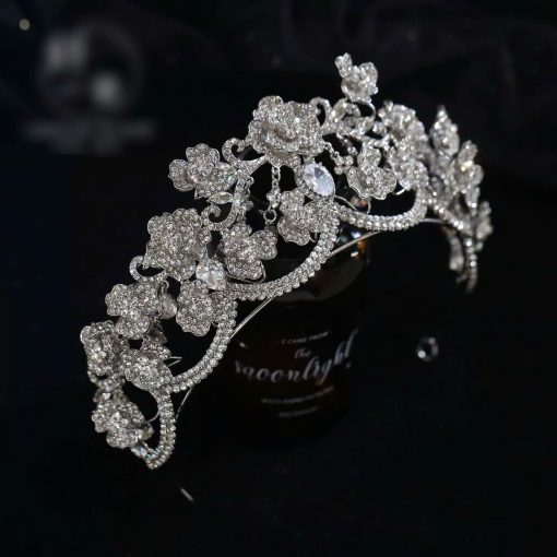 Vương Miện Hoa Đá Đính Đá Zircon Cao Cấp - Hình ảnh 5