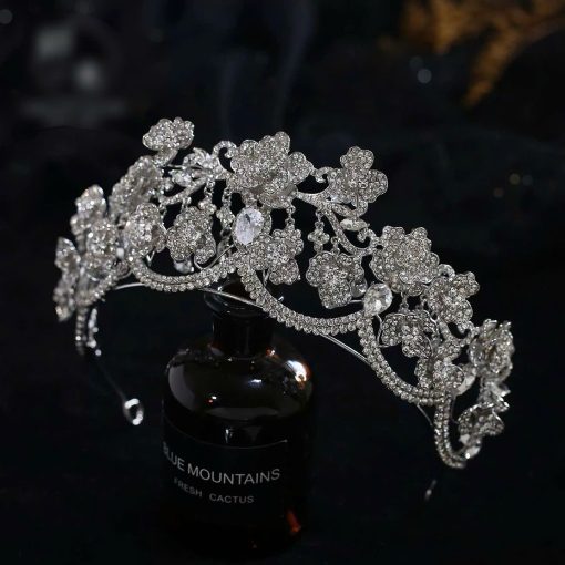Vương Miện Hoa Đá Đính Đá Zircon Cao Cấp - Hình ảnh 6