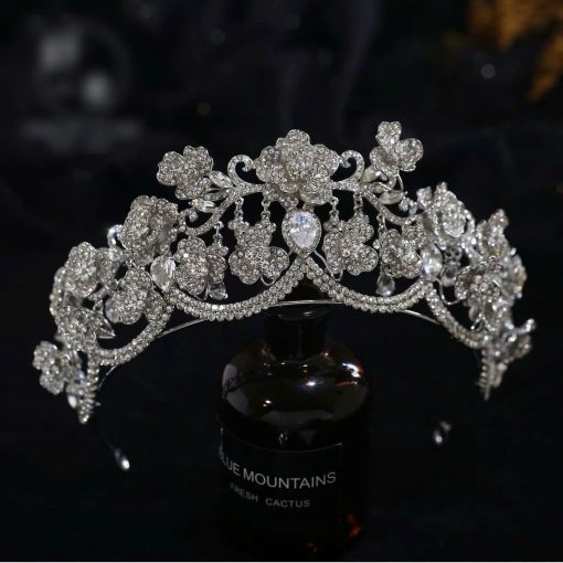 Vương Miện Hoa Đá Đính Đá Zircon Cao Cấp - Hình ảnh 2