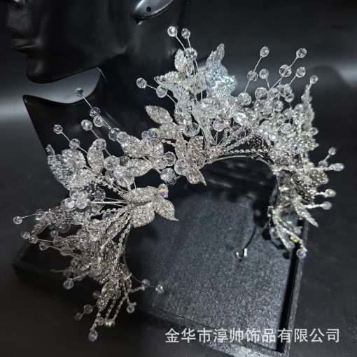 Vương Miện Lá Thiếc Đính Đá Mix Phale Cao Cấp Kèm Bông Tai - Hình ảnh 3