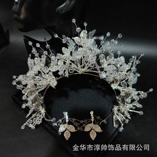 Vương Miện Lá Thiếc Đính Đá Mix Phale Cao Cấp Kèm Bông Tai - Hình ảnh 4