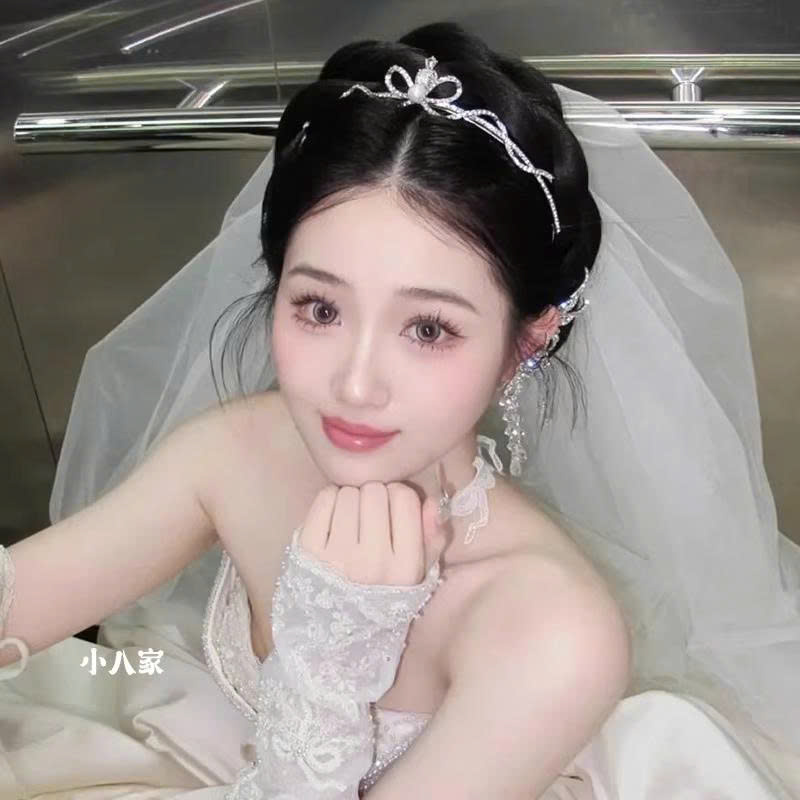 Vương Miện Nơ Thấp - Nơ Đính Đá Zircon Và Ngọc Trai Kèm Bông Tai - Hình ảnh 2