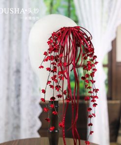 Kẹp Nơ Hoa Linh Lan Tua Rua - Đỏ