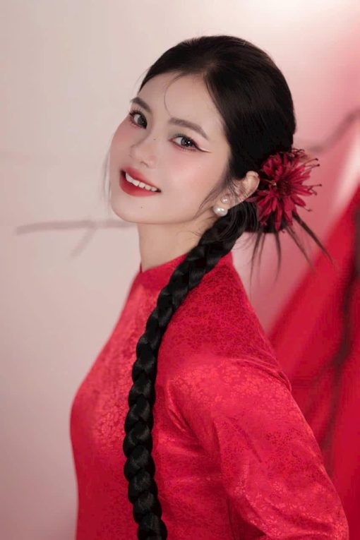 Kẹp Hoa Cài Tóc - 1 Cặp Hoa Cúc Bỉ Ngạn Đỏ - Hình ảnh 3