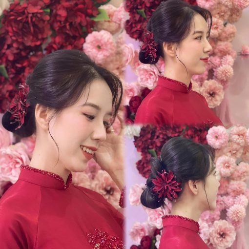 Kẹp Hoa Cài Tóc - 1 Cặp Hoa Cúc Bỉ Ngạn Đỏ - Hình ảnh 4