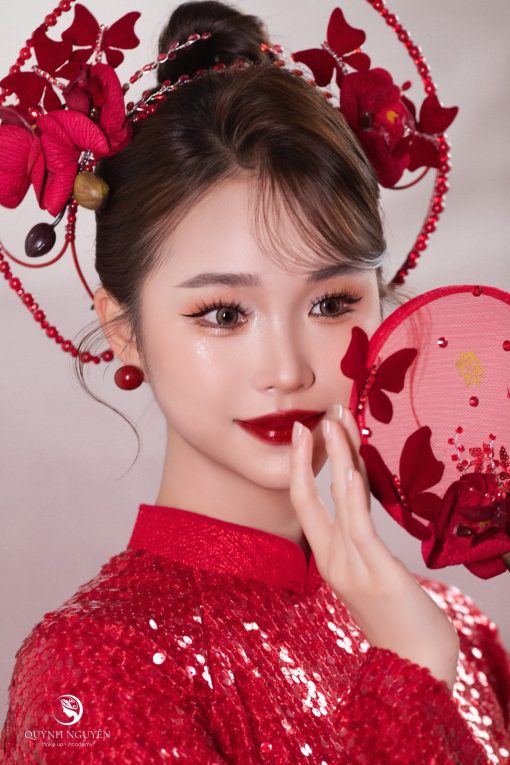 Mấn Khung Ngọc Trai Phối Lan Hồ Điệp Đỏ - Hình ảnh 2