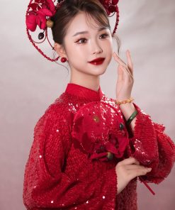 Mấn Khung Ngọc Trai Phối Lan Hồ Điệp Đỏ