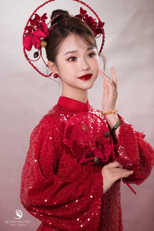 Mấn Khung Ngọc Trai Phối Lan Hồ Điệp Đỏ