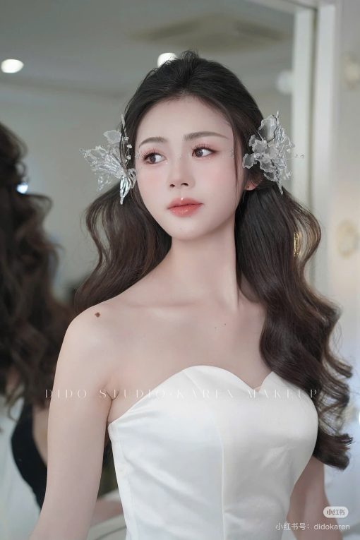 Set 2 Món Cài Hồ Điệp Phale Đính Nhũ Kèm Bông Tai - Hình ảnh 3
