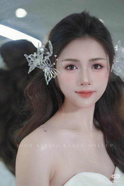 Set 2 Món Cài Hồ Điệp Phale Đính Nhũ Kèm Bông Tai - Hình ảnh 2