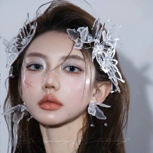 Set 2 Món Cài Hồ Điệp Phale Đính Nhũ Kèm Bông Tai - Hình ảnh 13