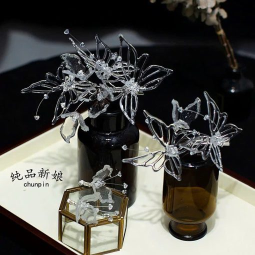 Set 2 Món Cài Hồ Điệp Phale Đính Nhũ Kèm Bông Tai - Hình ảnh 16