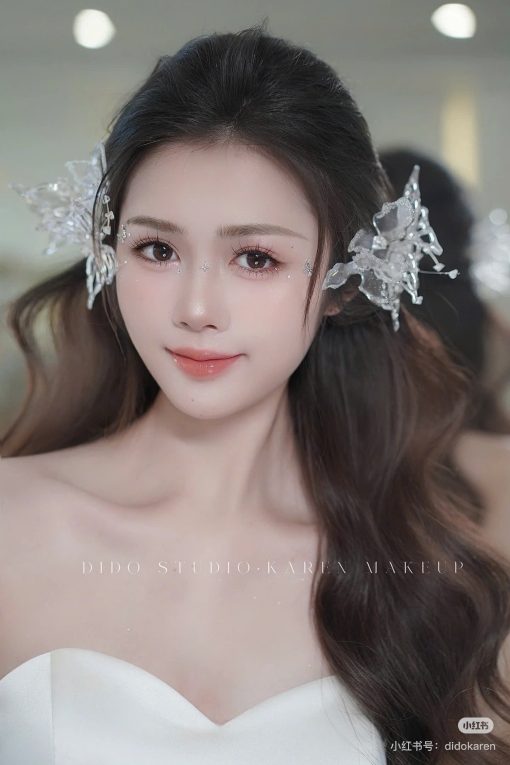 Set 2 Món Cài Hồ Điệp Phale Đính Nhũ Kèm Bông Tai - Hình ảnh 4