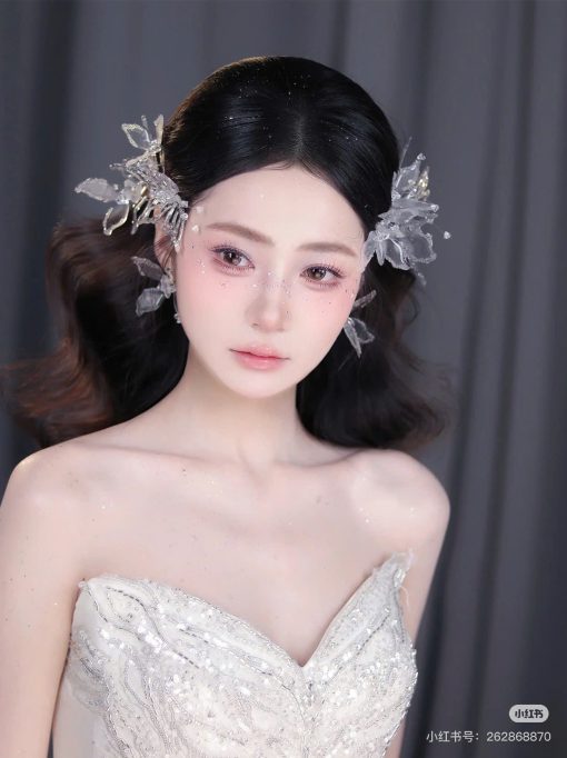 Set 2 Món Cài Hồ Điệp Phale Đính Nhũ Kèm Bông Tai - Hình ảnh 10