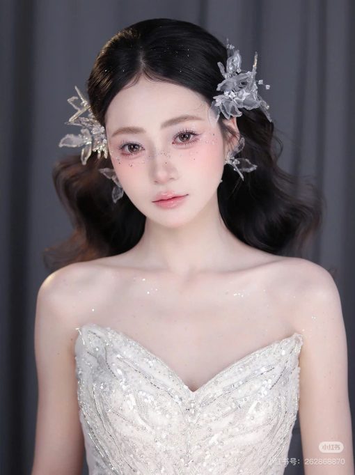 Set 2 Món Cài Hồ Điệp Phale Đính Nhũ Kèm Bông Tai - Hình ảnh 11