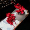 Set 2 Món Kẹp Hoa Hồng Nhỏ Phối Lá - Đỏ