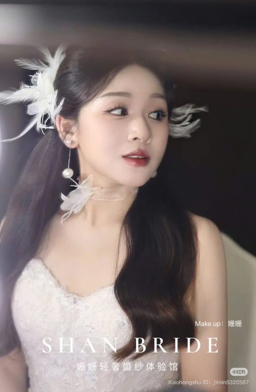 Set 2 Món Kẹp Hoa Voan Mix Lông Vũ Kèm Choker - Hình ảnh 6