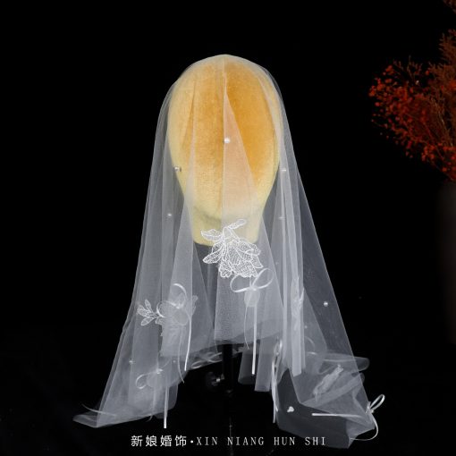 Voan 1 Lớp Đính Ren Nơ Ngọc Trai 65cm - Hình ảnh 4
