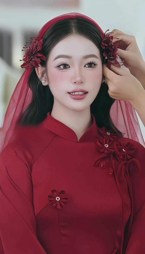 Voan đỏ đô một lớp dài 1m5 không cài - Hình ảnh 3