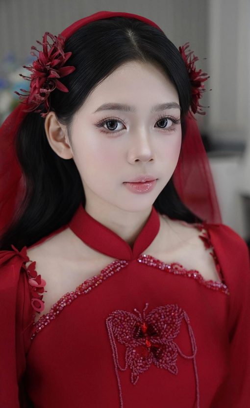 Voan đỏ đô một lớp dài 1m5 không cài - Hình ảnh 2