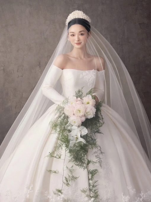 Vương Miện Hoa Linh Lan Kèm Voan 1 Lớp Viền Ngọc Trai - Hình ảnh 8