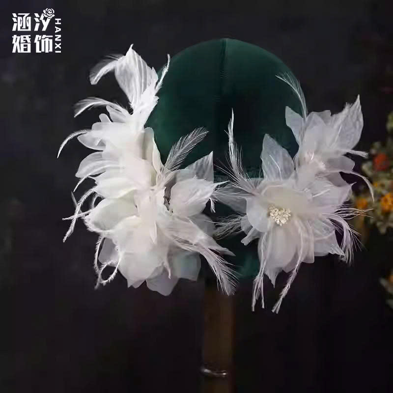 Set 2 Kẹp Hoa Voan Mix Lông Vũ - Hình ảnh 5