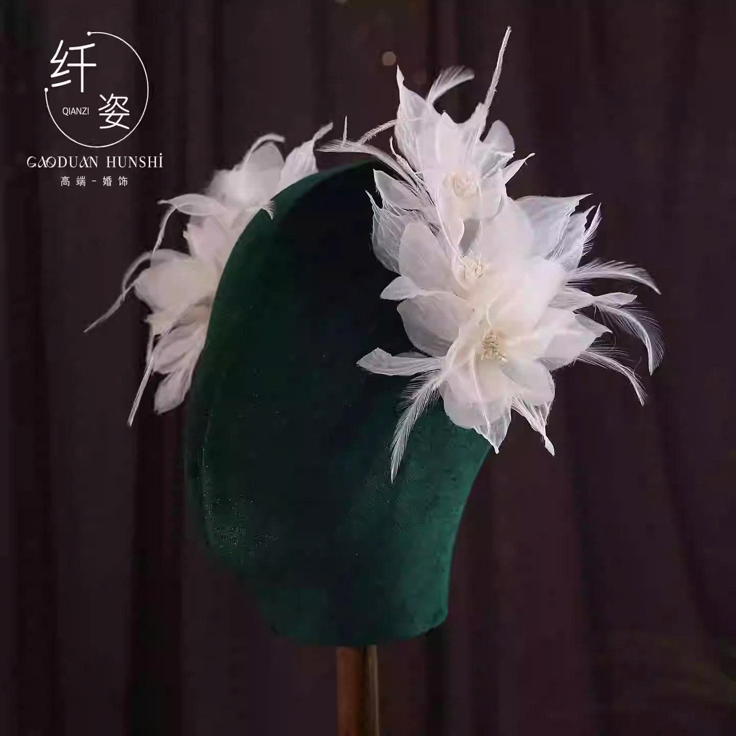 Set 2 Kẹp Hoa Voan Mix Lông Vũ - Hình ảnh 2