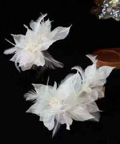 Set 2 Kẹp Hoa Voan Mix Lông Vũ