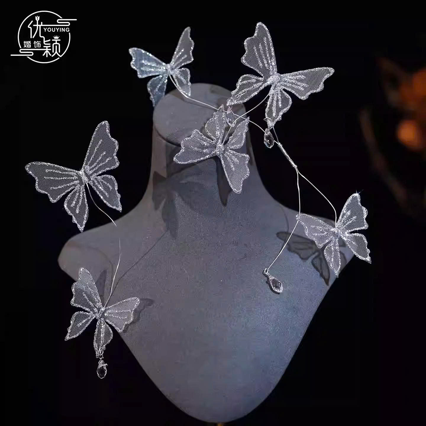 Set 2 Món Hồ Điệp Lưới Đính Kim Tuyến Mix Phale Giọt Nước - Hình ảnh 3