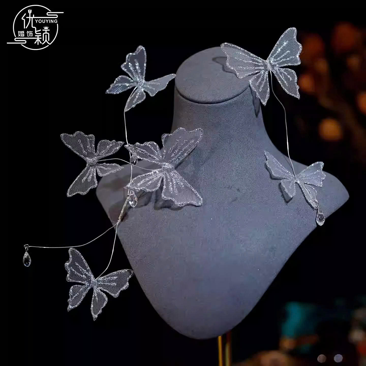 Set 2 Món Hồ Điệp Lưới Đính Kim Tuyến Mix Phale Giọt Nước - Hình ảnh 4