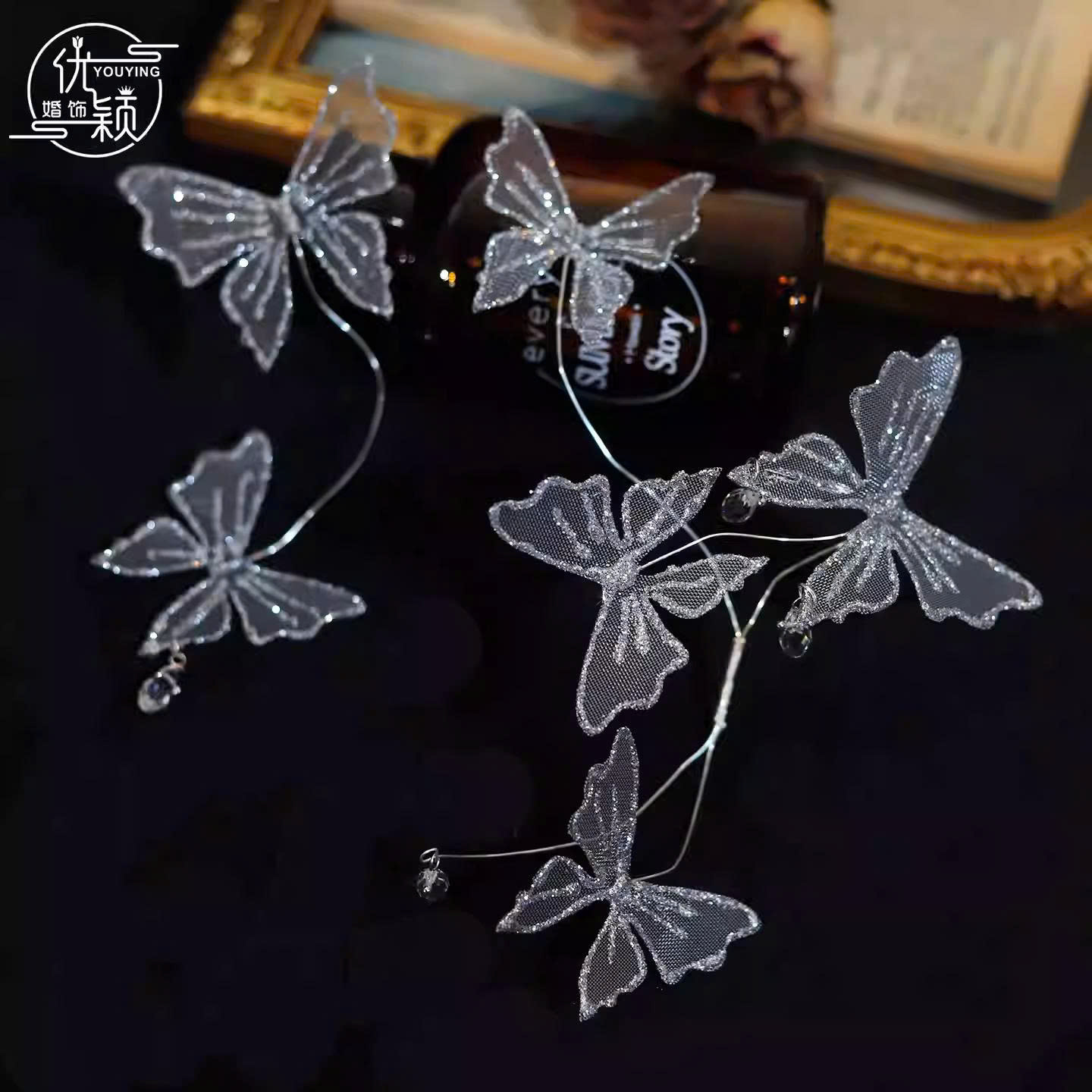 Set 2 Món Hồ Điệp Lưới Đính Kim Tuyến Mix Phale Giọt Nước - Hình ảnh 6