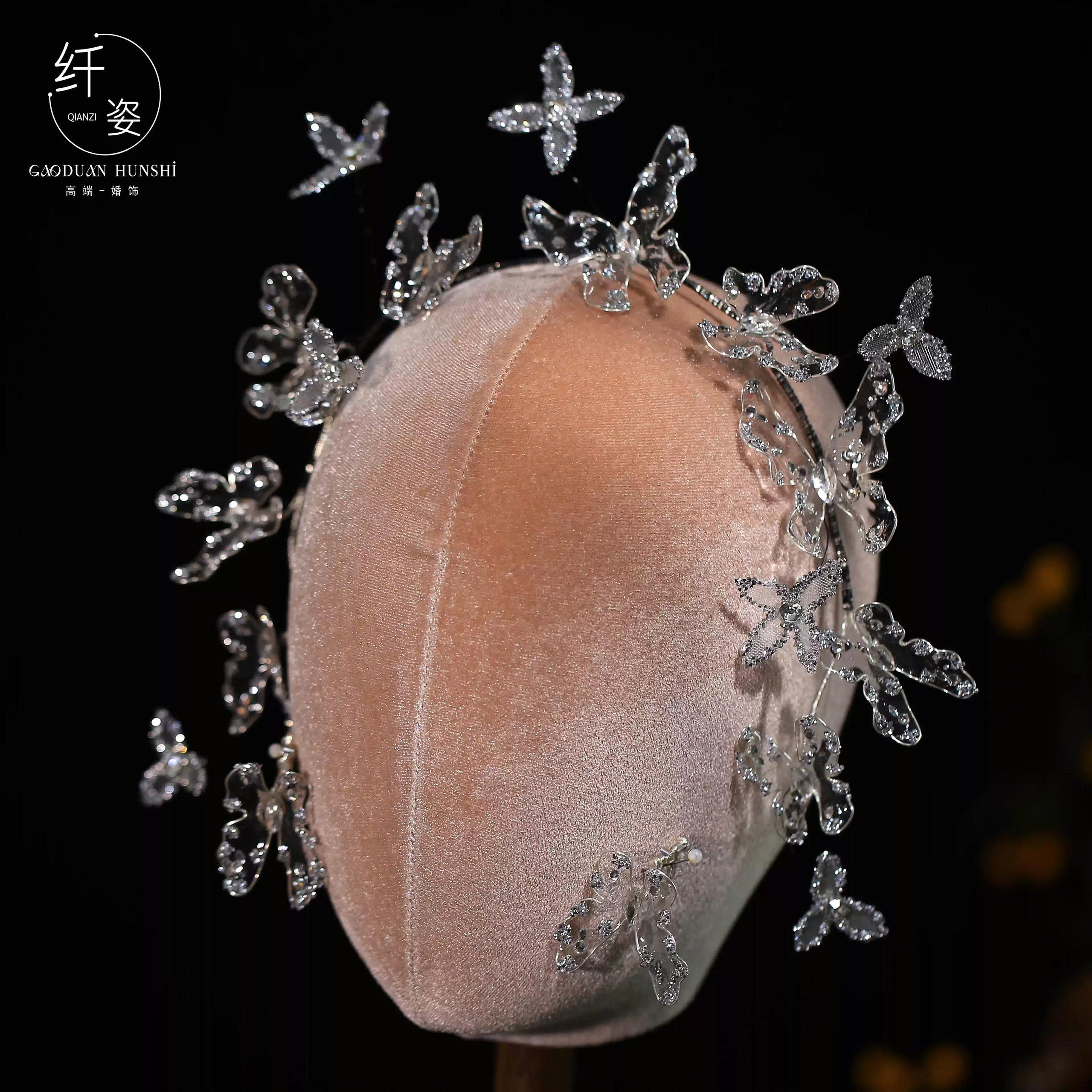 Set Băng Đô Hồ Điệp Phale Đính Đá Kèm Bông Tai - Hình ảnh 4