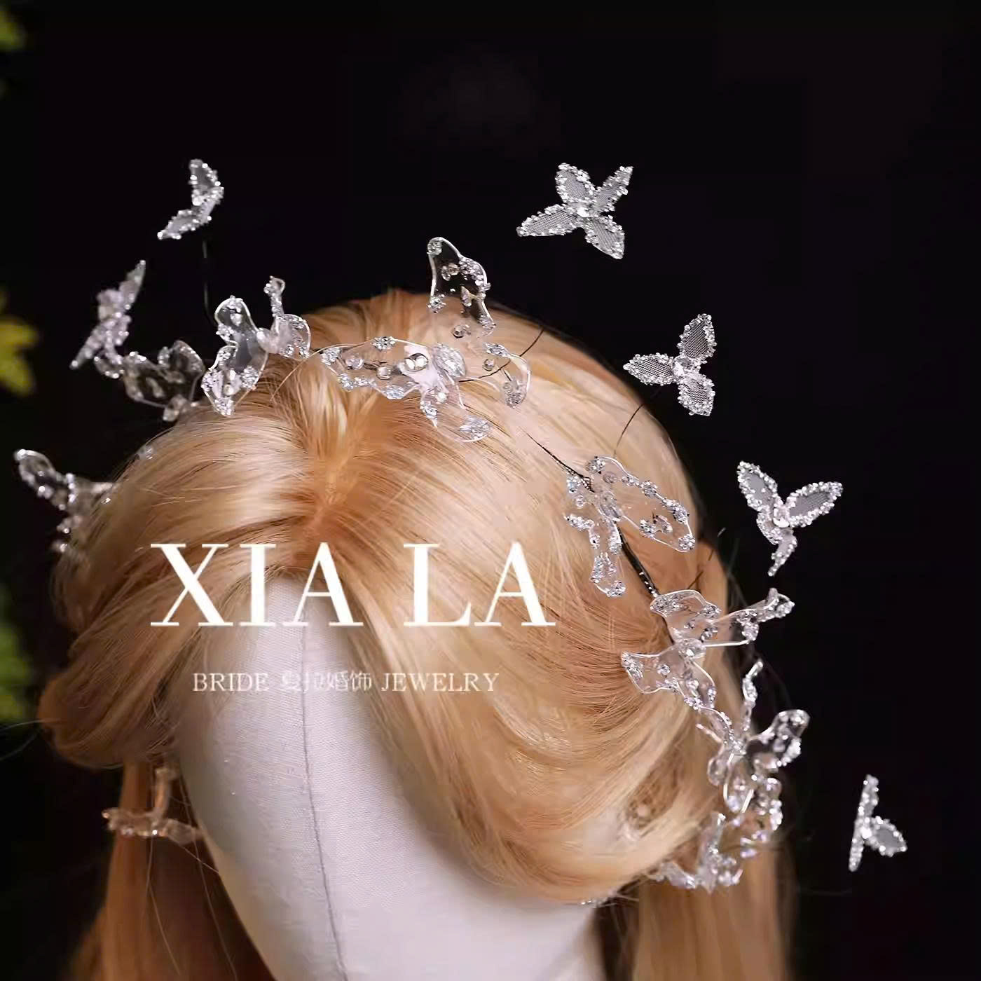 Set Băng Đô Hồ Điệp Phale Đính Đá Kèm Bông Tai - Hình ảnh 6