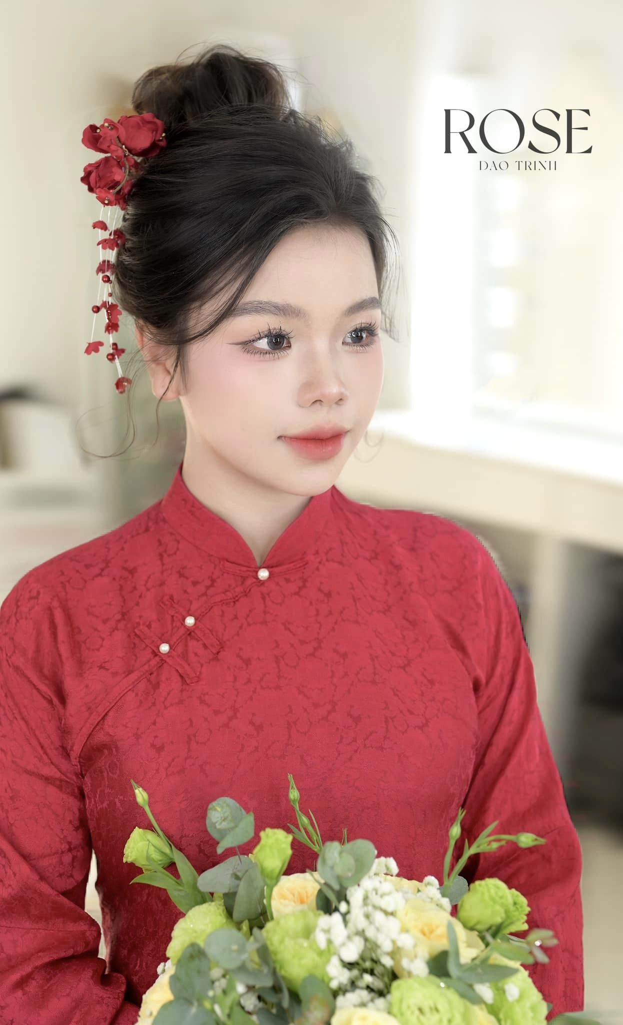 Trâm Hoa Hồng Nhí Tua Rua Hoa - Đỏ - Hình ảnh 3